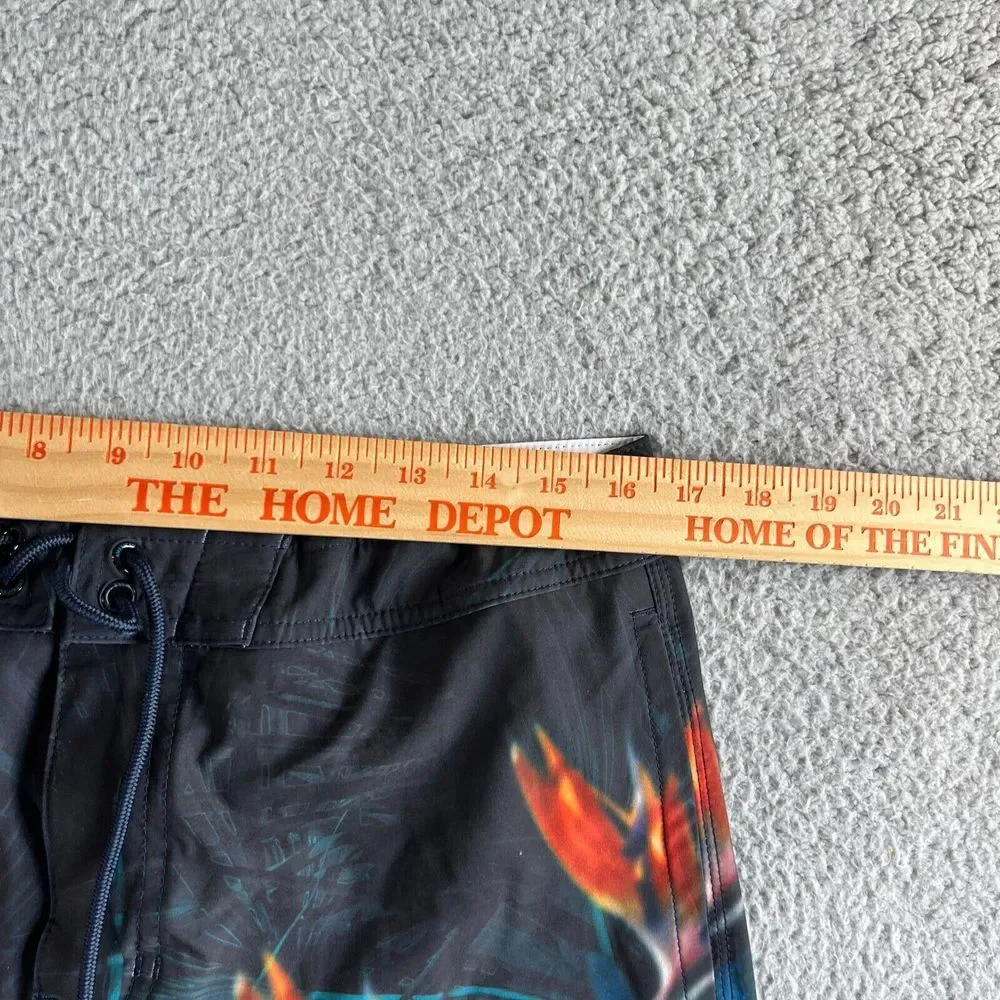 NEW American Eagle Board Shorts Mens Medium Black Red Floral‎ Swim Trunks Hawaii
